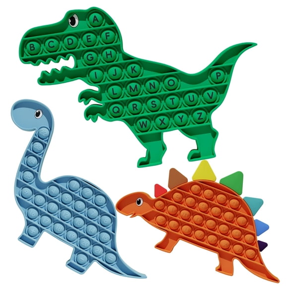 Juguete Antiestrés Pop HILUDEER Pack de 3 con Alfabeto y Dinosaurios