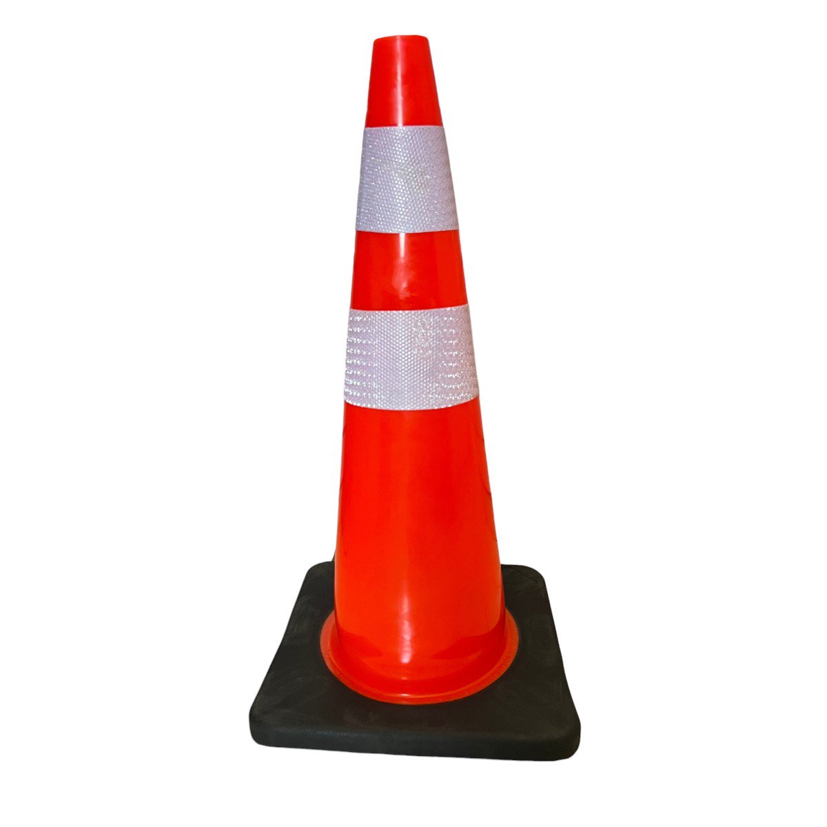 Linea Sport - Cono De Seguridad Trafico 70 Cm 2 Cintas Reflectivas Base Negra