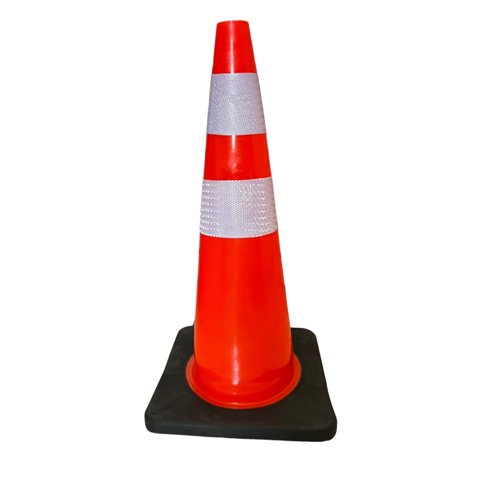 Linea Sport - Cono De Seguridad Trafico 70 Cm 2 Cintas Reflectivas Base Negra