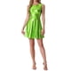 thumbnail image 2 of Vestido de Mujer INSPIRE CHIC Sin Mangas de Cintura Alta Brillante Ajustado y Acampanado Mini Vestido Verde Brillante M, 2 of 6