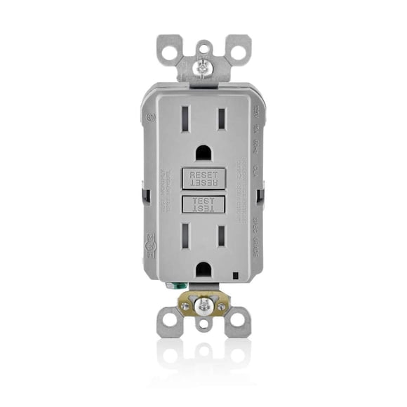 Salida GFCI de Leviton, 15 A, 125 V, policarbonato dúplex, color gris