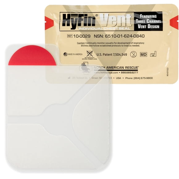 Sello torácico HyFin Vent de North American Rescue, 15 x 15 cm