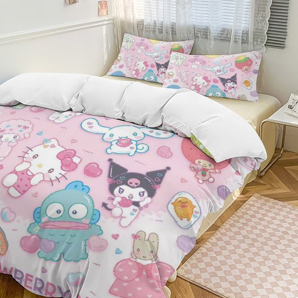 Cinnamoroll 3-Piece Twin Bed Set - Includes 1 Single Comforter And 2 Pillowcases Bedding - Fade Resistant Microfiber - Cinnamoroll