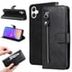 thumbnail image 1 of Funda tipo cartera para Samsung Galaxy A06 con bolsillo con cremallera y ranuras para tarjetas – Función de soporte Negro, 1 of 6
