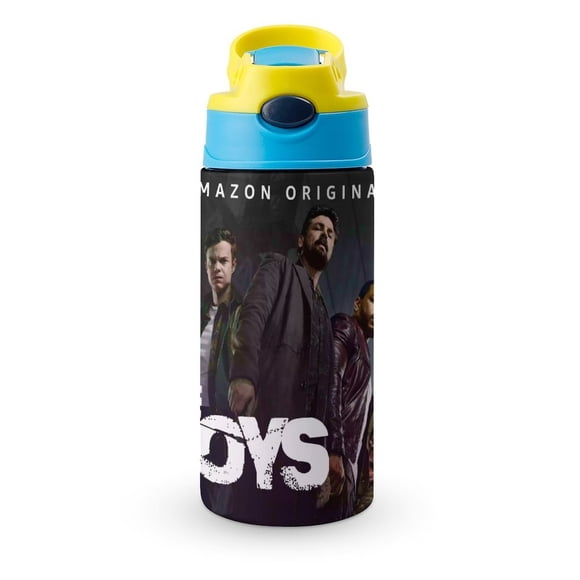 The Boys Botella de Agua con Tapa Pop Top de Un Toque, Acero Inoxidable, a Prueba de Fugas, para Deportes, Botella Infantil azul 12 oz