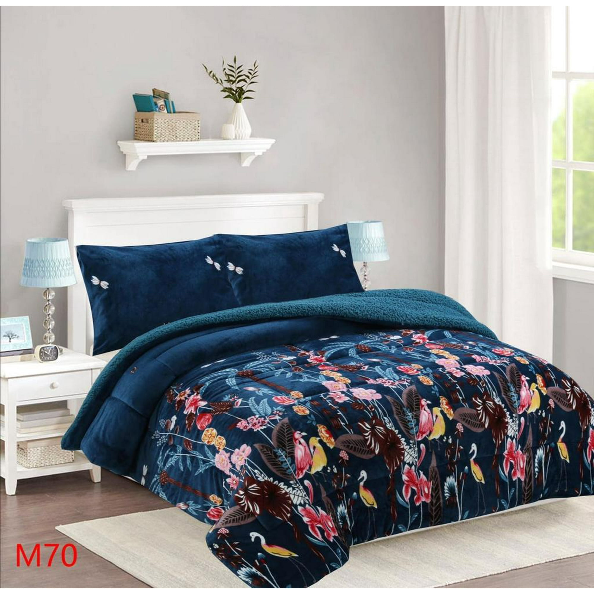 Genérico - Cobertor Chiporro 2 Plazas - Azul Pajaritos M70