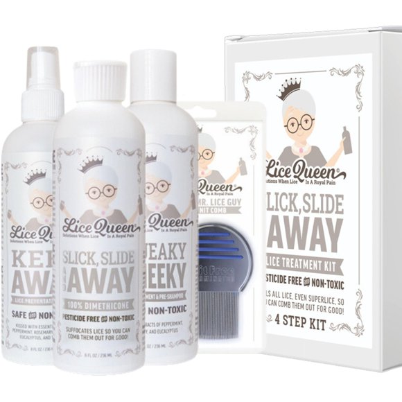 Kit de tratamiento para piojos Lice Queen Slick, Slide & Away, 4 pasos