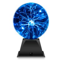 Lámpara De Bola De Plasma Flashmen, 15 Cm, Sensible Al Tacto Y Al Sonido, Azul