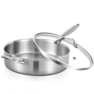 Sartén Inqibee Tri-Pile De Acero Inoxidable De 5 Litros Con Tapa De Inducción