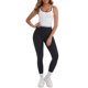 thumbnail image 2 of INSPIRE CHIC Camiseta de Entrenamiento Recortada con Correas Anchas, Escote en U, Acolchado Push Up, Elástica, Ajustada, Bloques de Color para Mujer M Blanco, 2 of 6