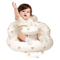 Nets Tribe - Silla Inflable Para Bebés De 3 A 36 Meses, Silla Inflable Para Bebés Con Bandeja, Sofá Con Respaldo Para Bebés Con Bomba De Aire Integrada Para Interiores Y Exteriores (Brown Bear)
