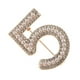 thumbnail image 1 of Moda Mujeres Crystal Rhinestone Pearl Número 5 Broche Pin Joyería Oro, 1 of 3