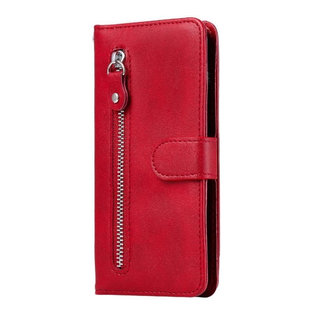 Funda con Cremallera para Xiaomi Redmi NOTE 10 4G, Carcasa Cartera de Cuero PU con Soporte y Tarjetero