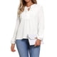 thumbnail image 1 of Blusas de Encaje de Manga Larga para Mujeres Elegantes y Casuales Camisas de Trabajo con Cuello en V M Blanco, 1 of 6
