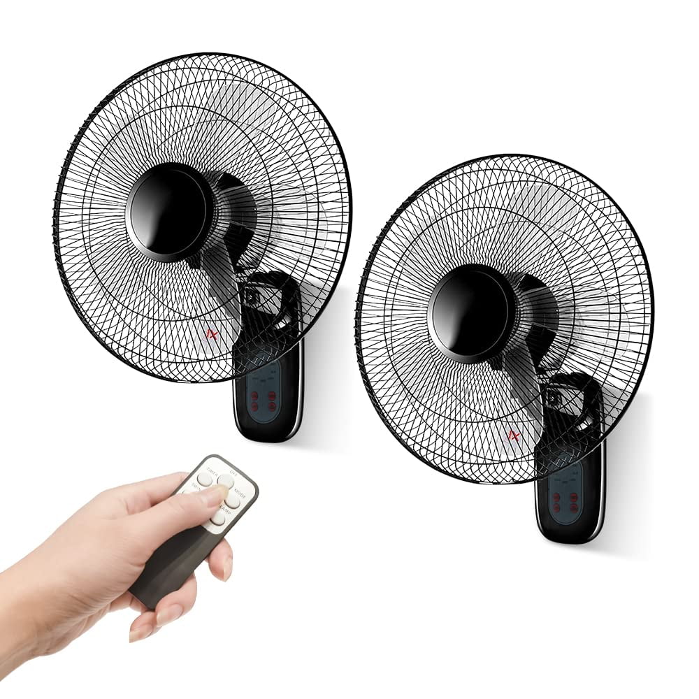 Aottop - Ventilador De Pared Para Ordenador Portátil De 16 Pulgadas Con Mando A Distancia, Paquete De 2, Color Negro