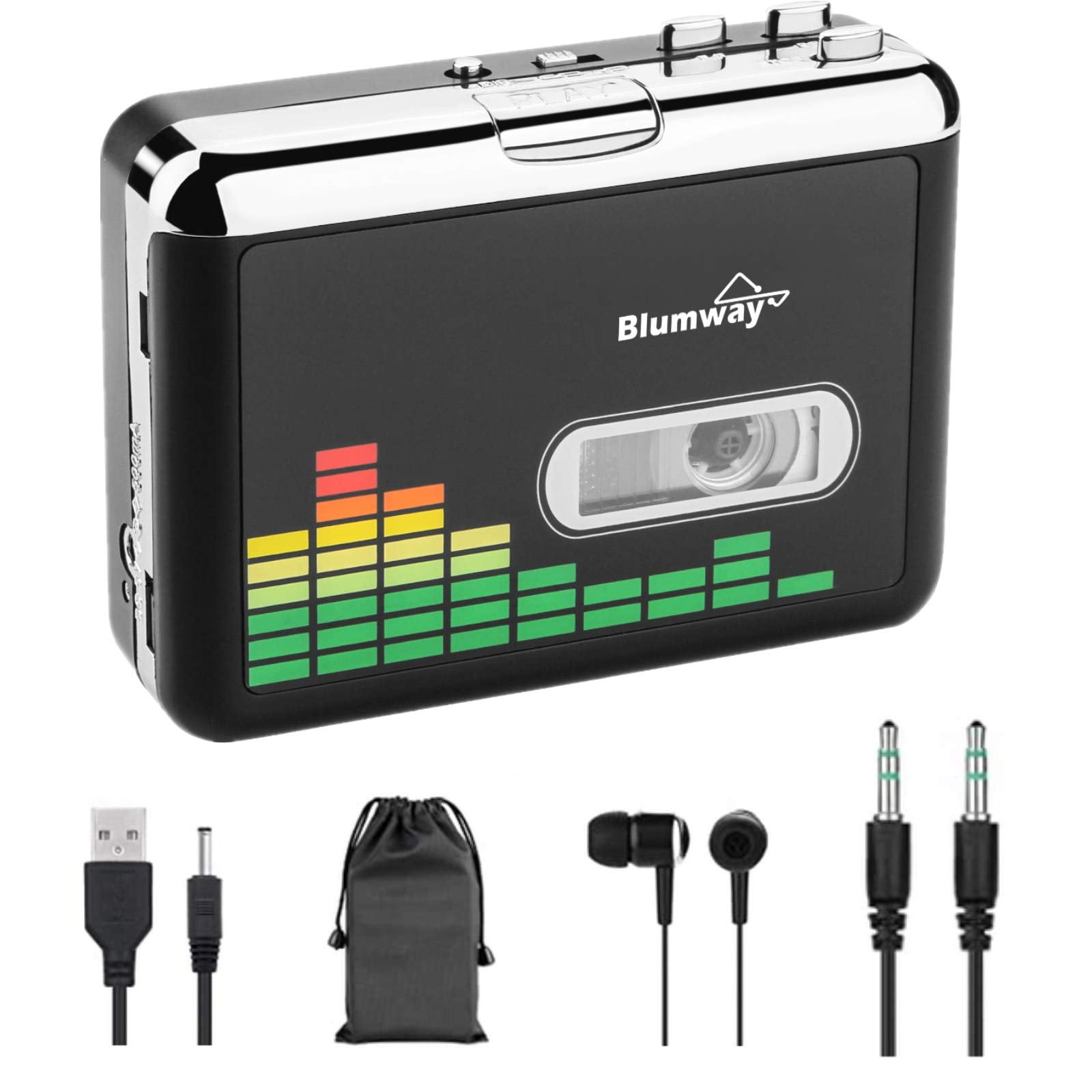 Convertidor De Casete A Mp3 Blumway Usb Walkman Con Auriculares