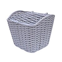 Ioensy - Cesta De Bicicleta De Mimbre De Imitación Con Cubierta Grande Desmontable Para Accesorios De Ciclismo Gris