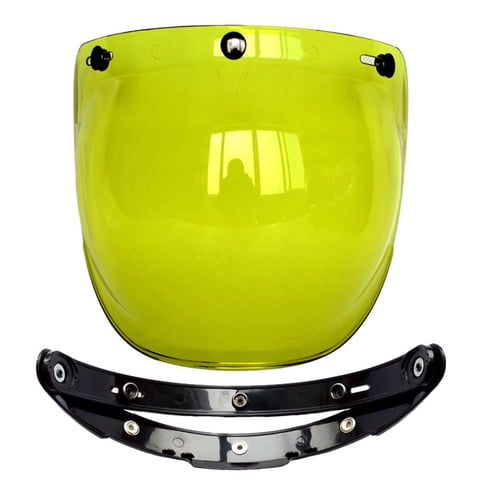 Magideal - Bubble 3 Snap , Para Cascos De Motocicleta Abiertos Parabrisas Universal Solar Duradero Parabrisas Visor De Lente De Casco De , Amarillo