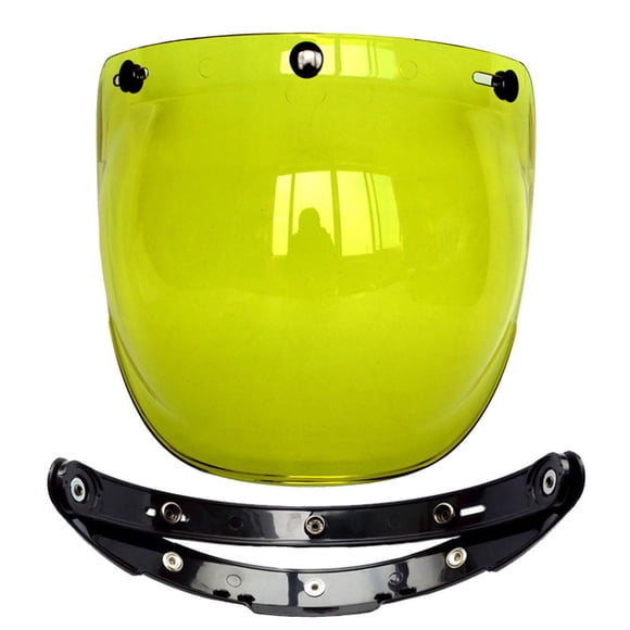 Bubble 3 Snap , para cascos de motocicleta abiertos Parabrisas universal solar duradero Parabrisas Visor de lente de casco de , AMARILLO