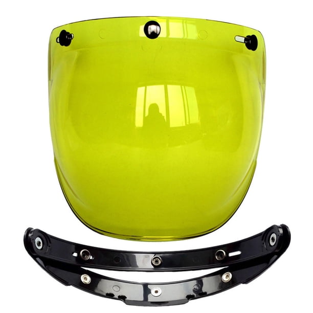 Bubble 3 Snap , para cascos de motocicleta abiertos Parabrisas universal solar duradero Parabrisas Visor de lente de casco de , AMARILLO