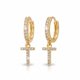 thumbnail image 2 of Aros para mujer en baño de oro con dije de cruz y micro circonitas, 2 of 3