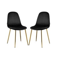 Habita2 Chile - Pack 2 Sillas Trendytop Para Comedor Asiento Felpa Estructura Dorada - Negro