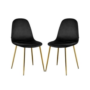 Habita2 Chile - Pack 2 Sillas Trendytop Para Comedor Asiento Felpa Estructura Dorada - Negro