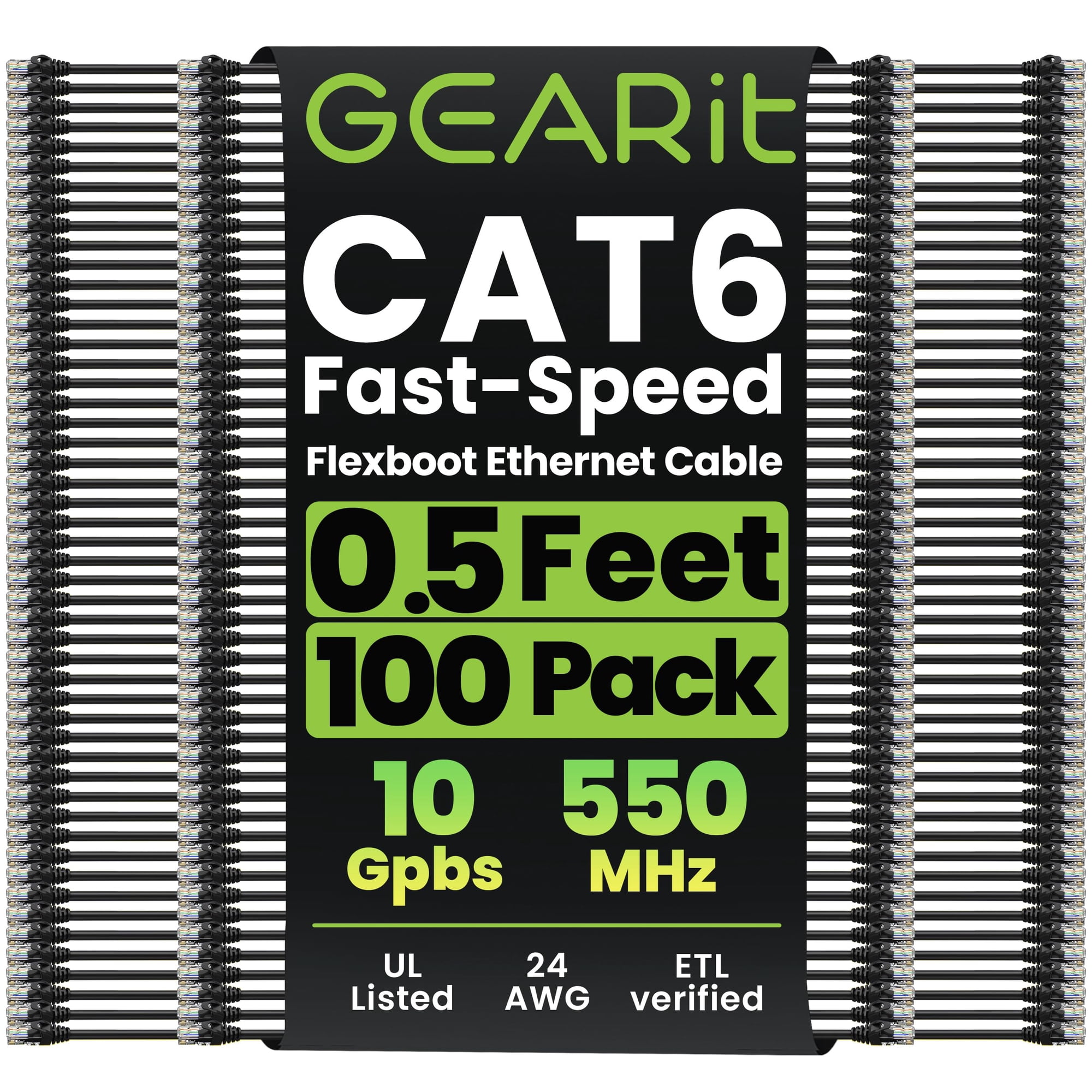 Cable Ethernet Gearit Cat6 0,15 M Paquete De 100 Negro