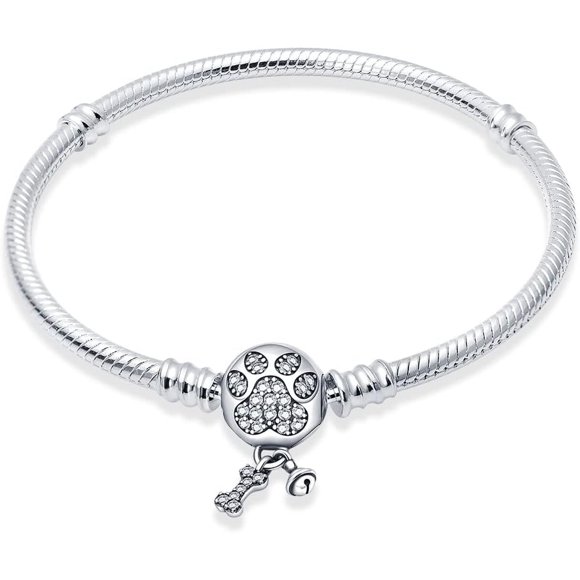 KUNSIR 925 Sterling Silver Snake Chain Bracelet with 5A Cubi