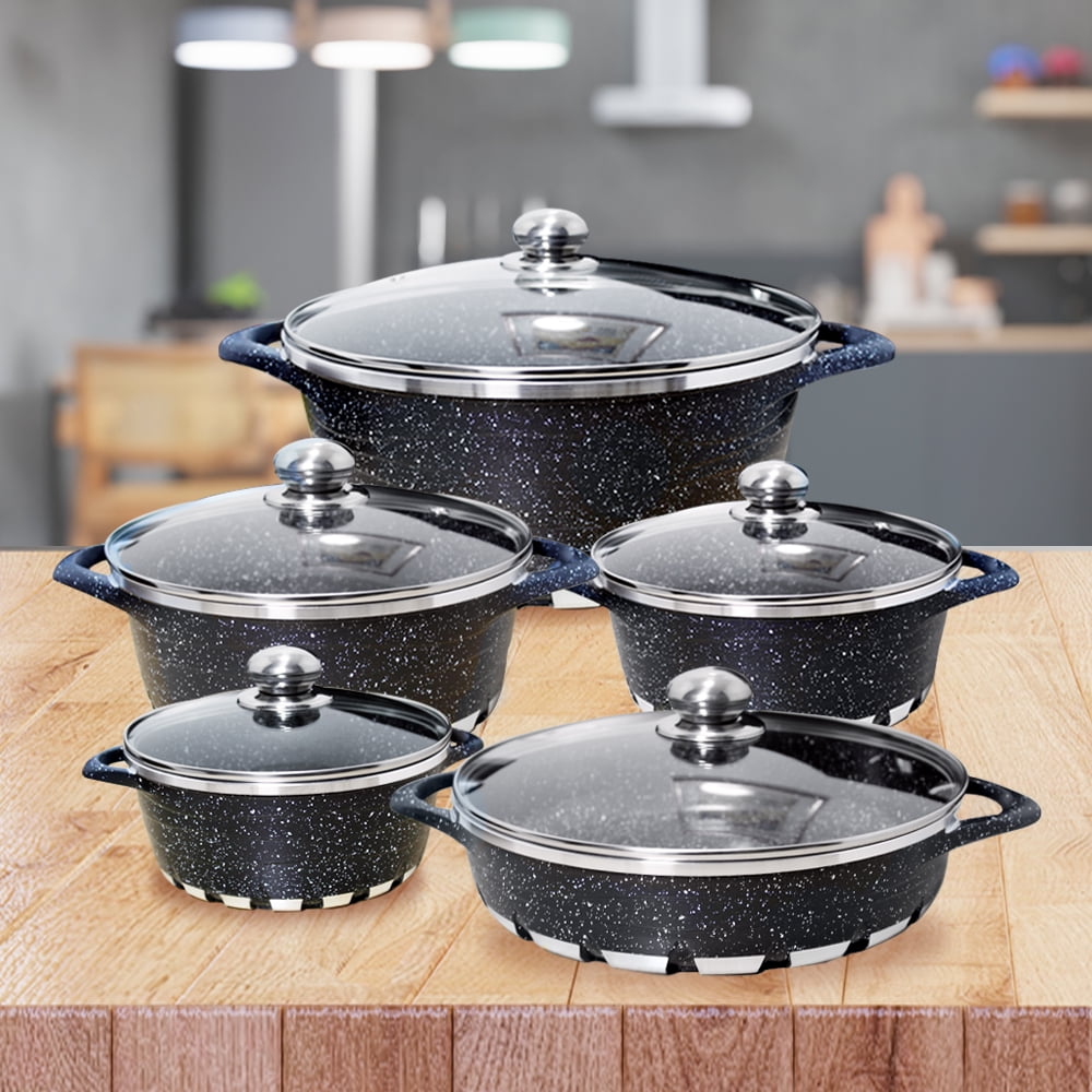 Genérico - Juego De Ollas Granito Altas 10 Piezas Bateria Cocina