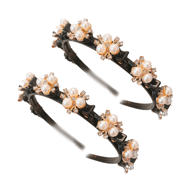 Diadema con horquillas y doble flequillo con diamantes de imitación, accesorios para el cabello, diademas trenzadas con clips, diademas retorcidas