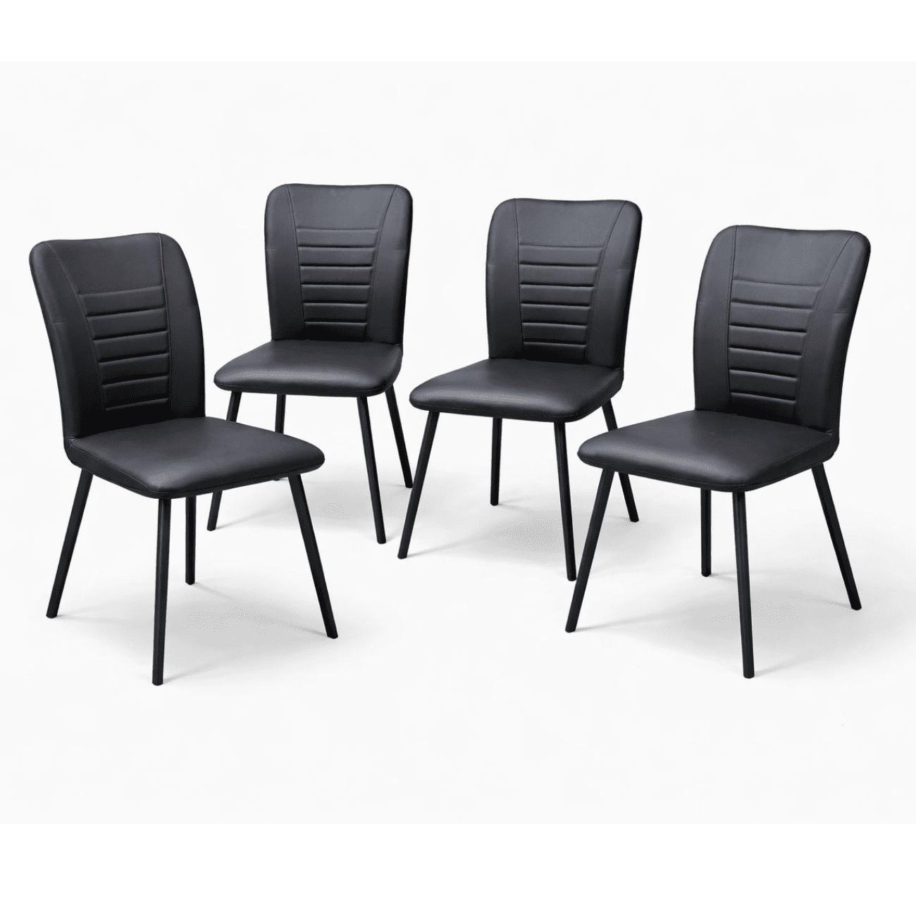 Lore - Pack De Sillas X4 De Comedor Modernas Tapizadas Negras / Diseño Elegante Y Resistente