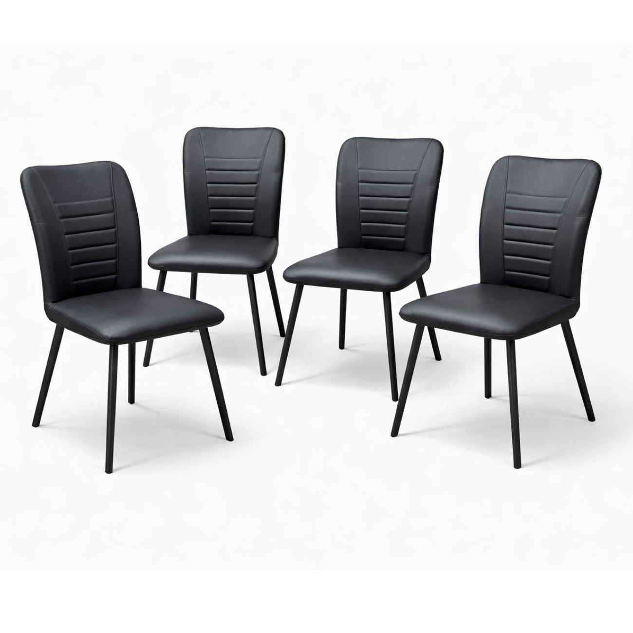 Lore - Pack De Sillas X4 De Comedor Modernas Tapizadas Negras / Diseño Elegante Y Resistente