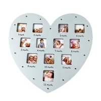 Bothyi - Marco De Primer Año De Bebé En Forma De Corazón Para Decoraciones De Fiesta Cumpleaños Recién Nacido Azul