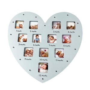 Bothyi - Marco De Primer Año De Bebé En Forma De Corazón Para Decoraciones De Fiesta Cumpleaños Recién Nacido Azul