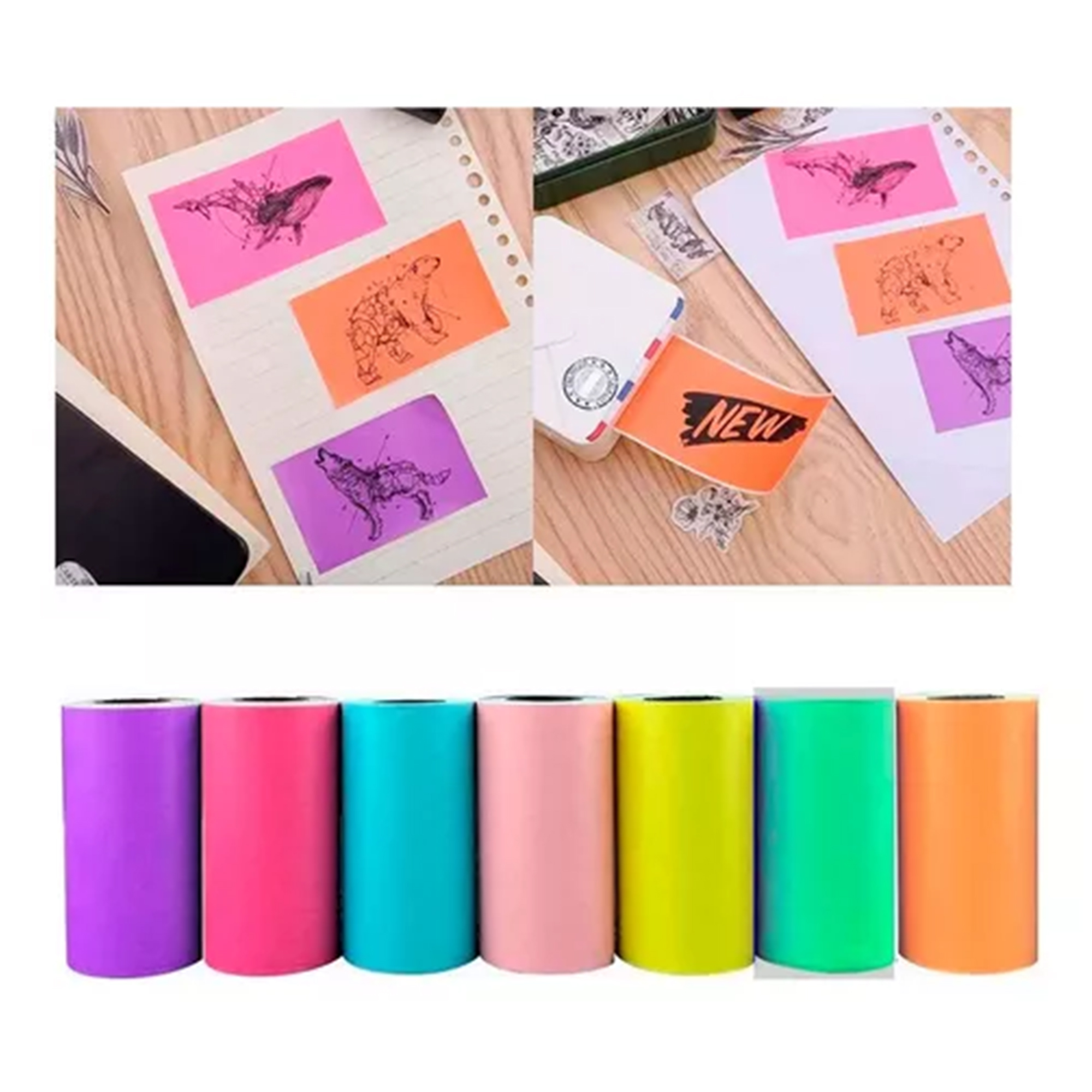 Genérico - 7 Rollos Papel Adhesivo Continuo Impresora Termica 57X30Mm