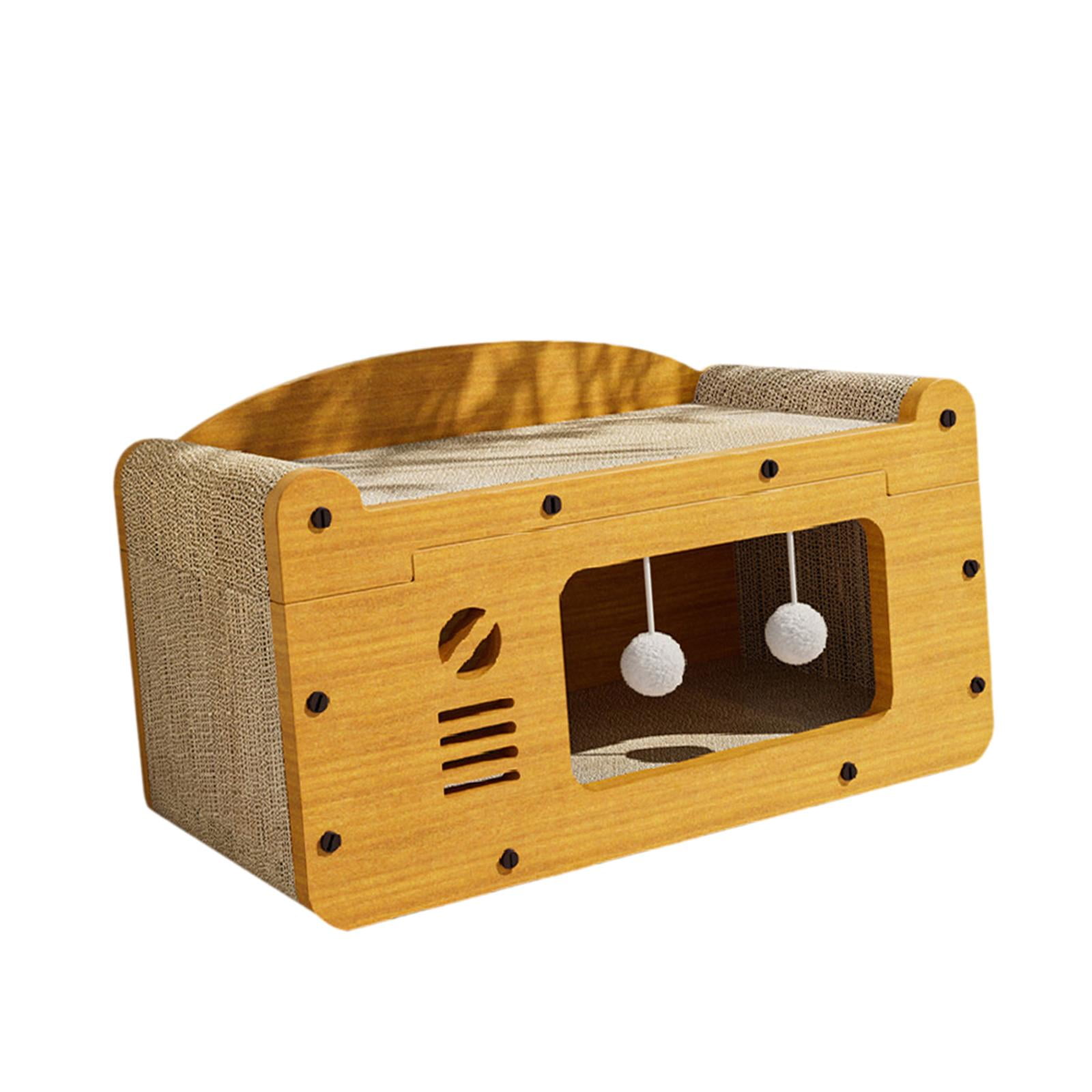 Magideal - Casa Rascadora Para Gatos, Cama De Salón, Garra De Molienda, Caja Rascadora De Cartón Resistente Para Gatos Con Bola Para El Cuello Para Gatos Domésti