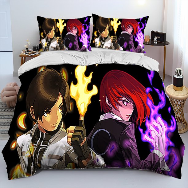 v1515 Bed Sheets King of Fighters Retro Game Gamer Comforter Bedding Set,Duvet Cover Bed Set Quilt Cover Pillowcase,king Queen Size Bedding Set 3-Piece Bedding Set (1 Duvet Cover + 2 Pillow Shams) Bed