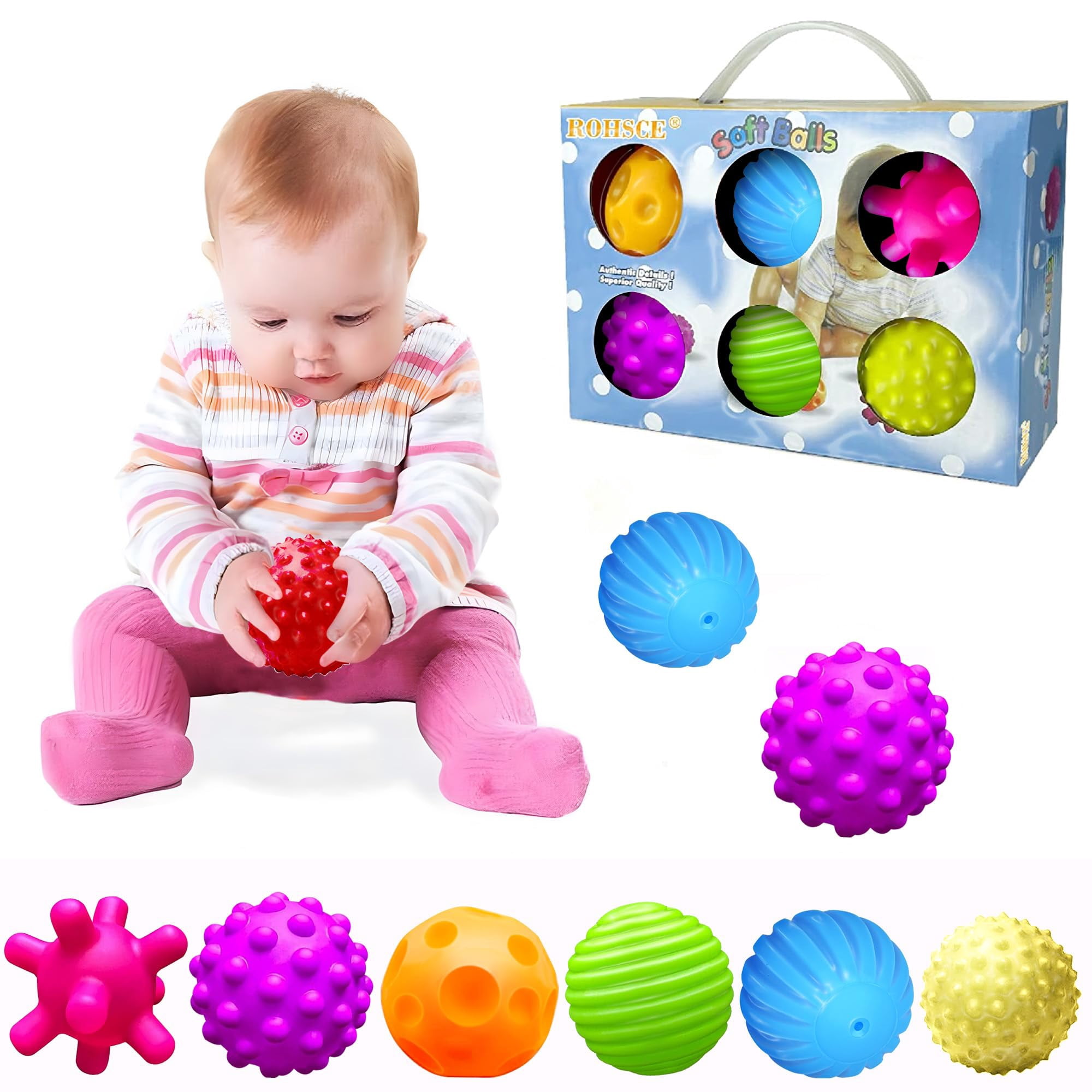 Juego De Bolas De Masaje Sensory Toy Rohsce Para Niños Pequeños De 6 A 12 Meses