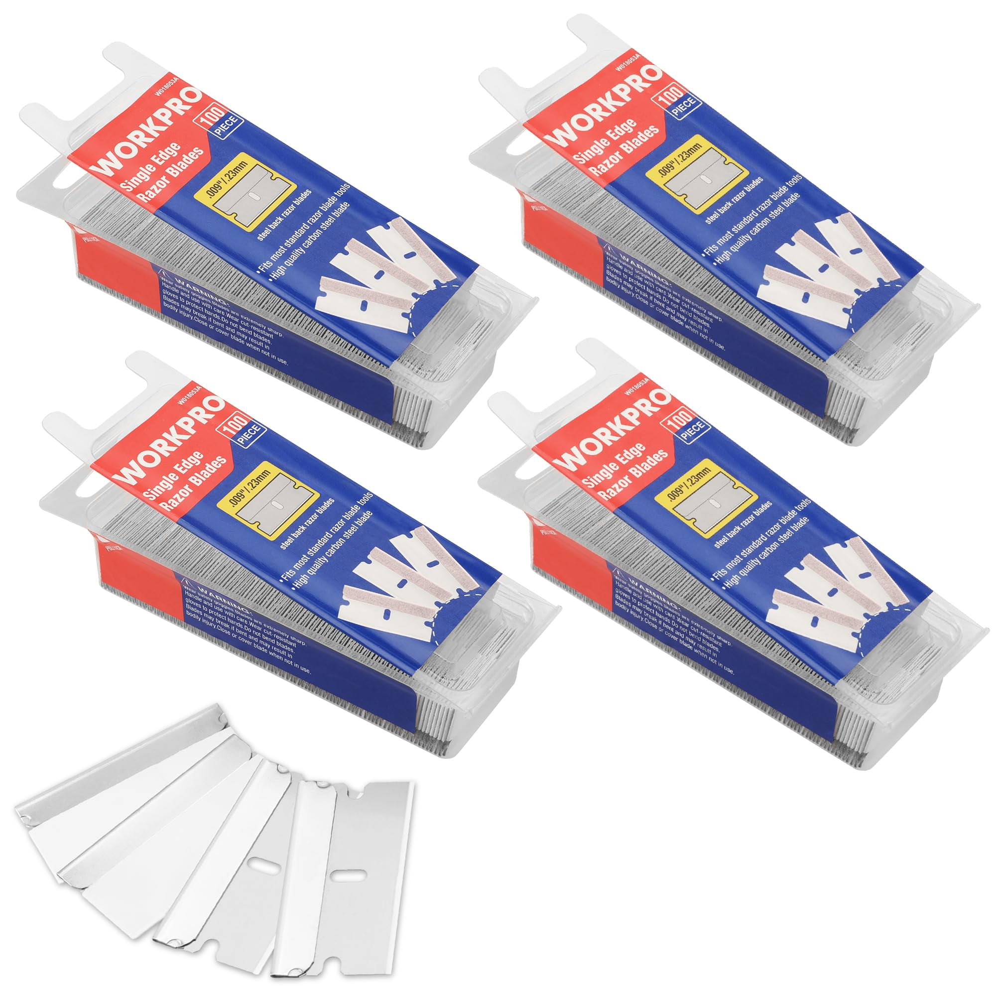 Hojas De Afeitar Workpro De Acero Con Alto Contenido De Carbono De Un Solo Filo, Paquete De 400 Unid
