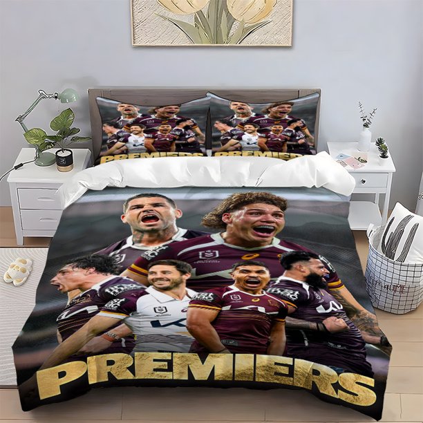 3pcs Horse_BRONCOSNRL Championship Celebration Print Bedding Set | 100% Polyester Soft Skin-Friendly