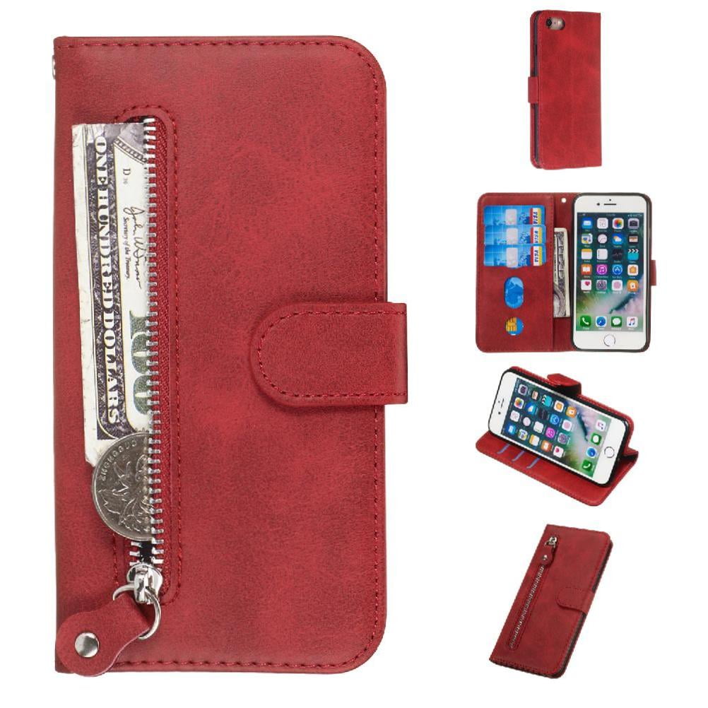 Gangxun - Funda Con Cremallera Para Iphone Se 2020/8/7, Carcasa Cartera De Cuero Pu Con Soporte Y Tarjetero