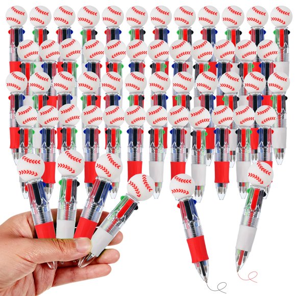 Zhirlyn Set de 48 plumas 4 en 1 con diseño de béisbol para fiesta