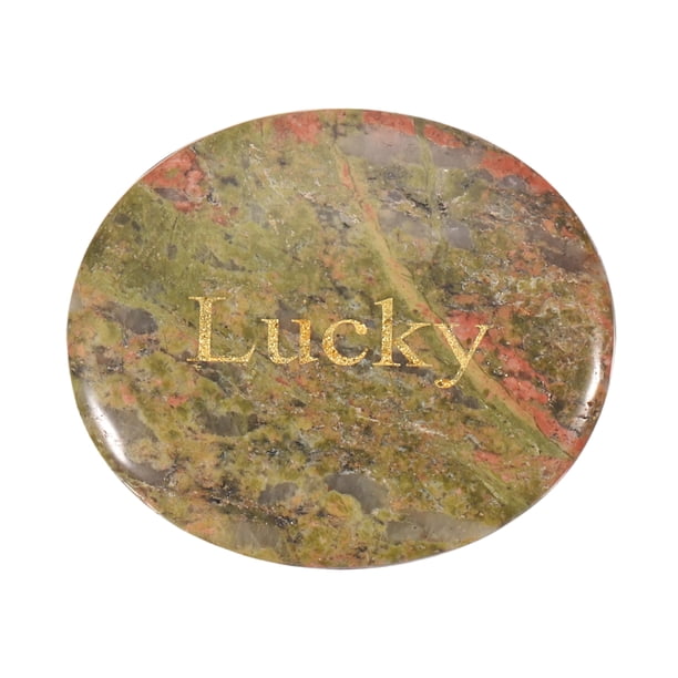 Uxcell Piedra de Preocupación Natural para el Pulgar, Piedra de Cristal Ovalada de 1.8"x1.5" con Palabras Inspiradoras, Roca de Bolsillo Cristales de Ansiedad para Mujeres, Verde Rosa (Estilo 25)