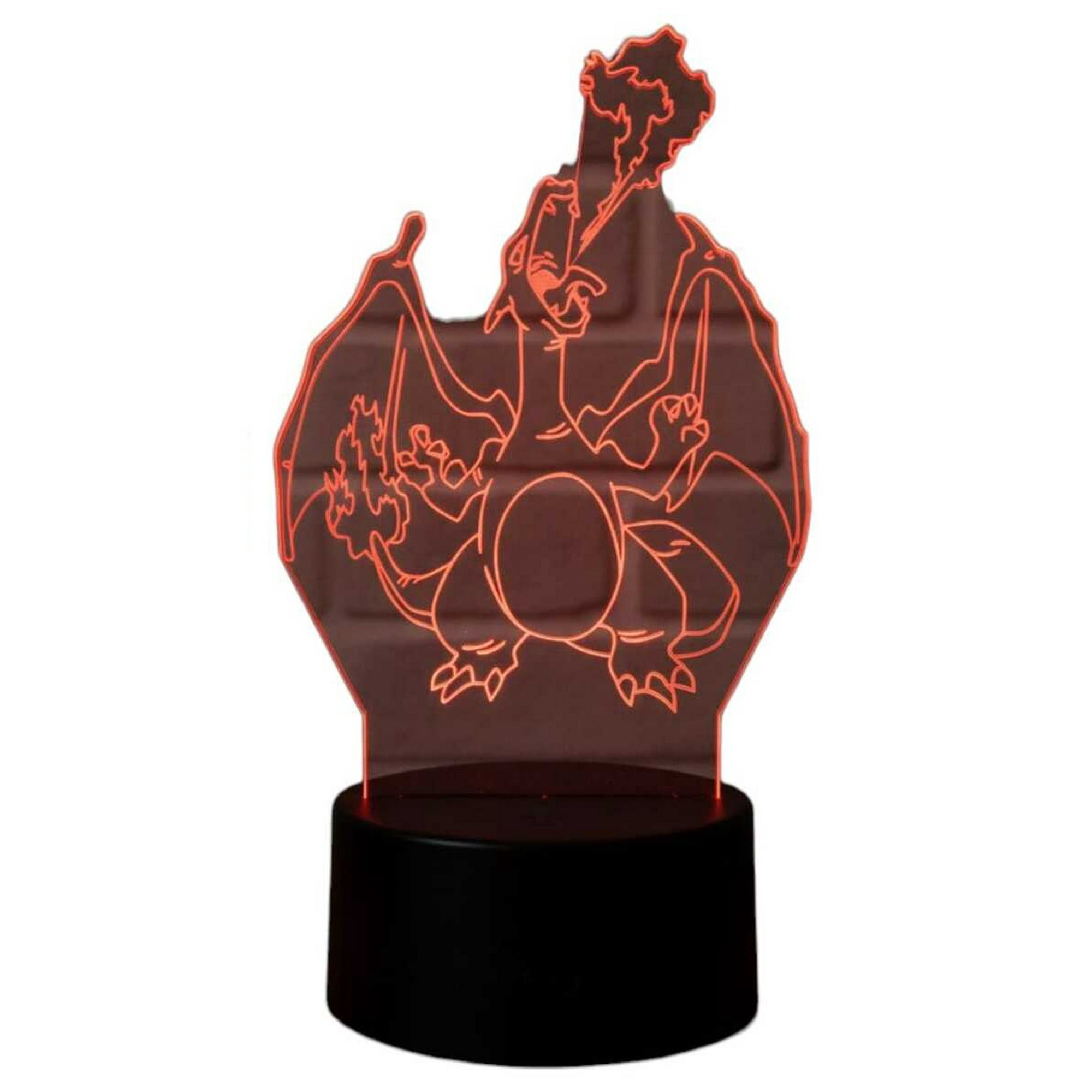 Lampara Ilusion 3d Charizard Llamas De 7 Colores, Base Touch