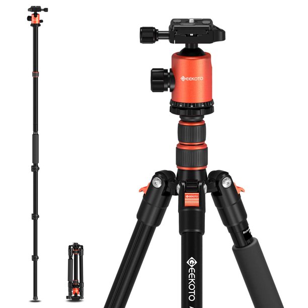 Trípode GEEKOTO de aluminio de 77 pulgadas con cabezal esférico de 360° para réflex digital de 8 kg