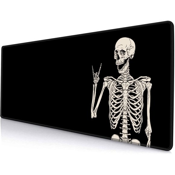 Alfombrilla para ratón SANWUMIAN 80x30 cm Negra con diseño de esqueleto
