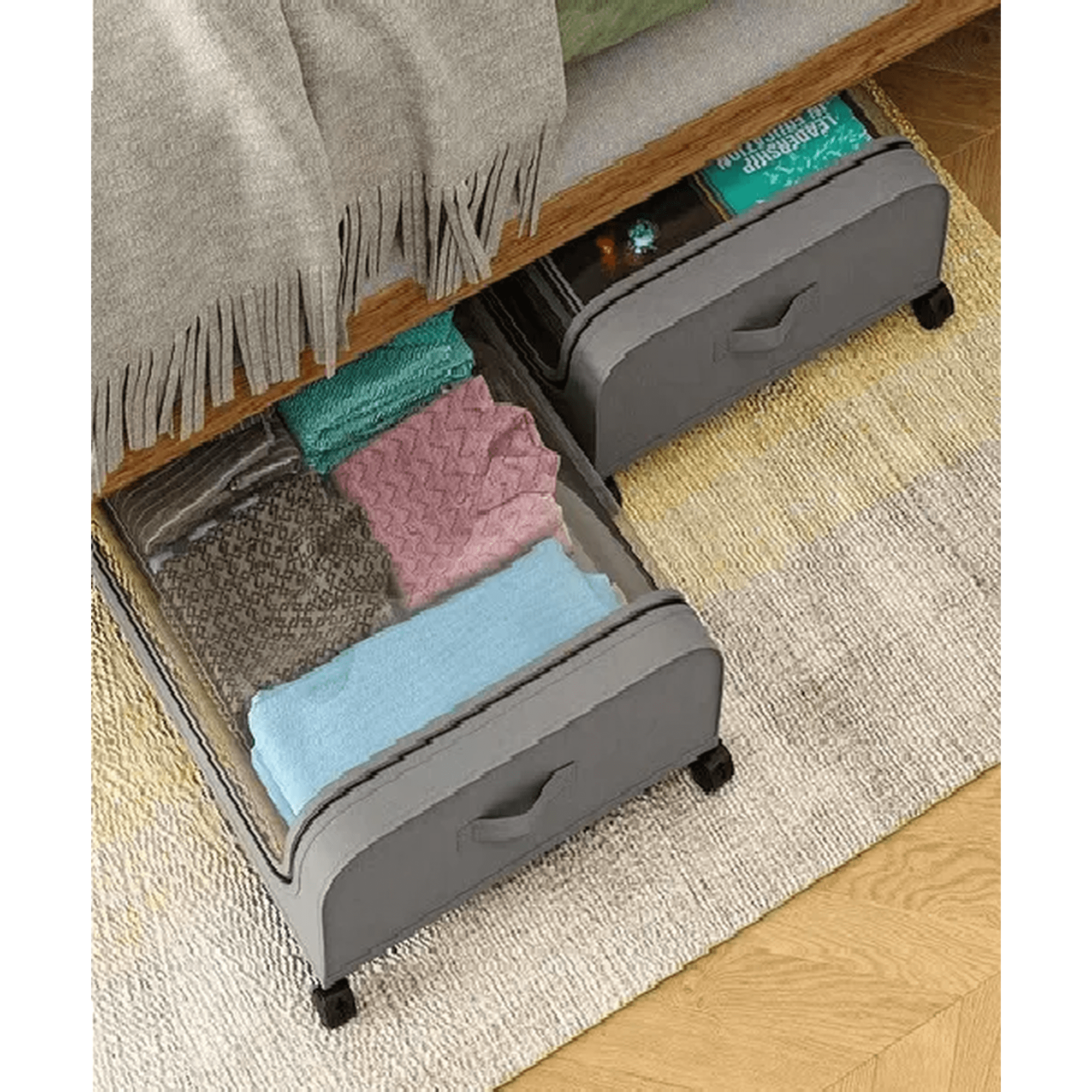 Genérico - Pack 2 Cajas Almacenamiento Para Debajo De La Cama Con Ruedas