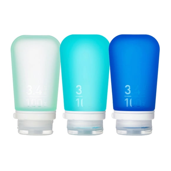 Botella de viaje humangear GoToob+, 100 ml, paquete de 3 (grande), silicona