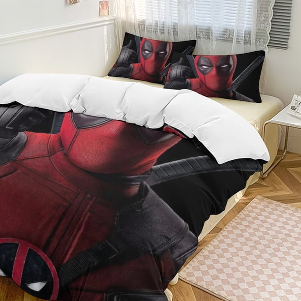 Deadpool Bedding Comforter Sets 3-Piece Bedding Set Soft Warm Bed Set for Bedroom All Season